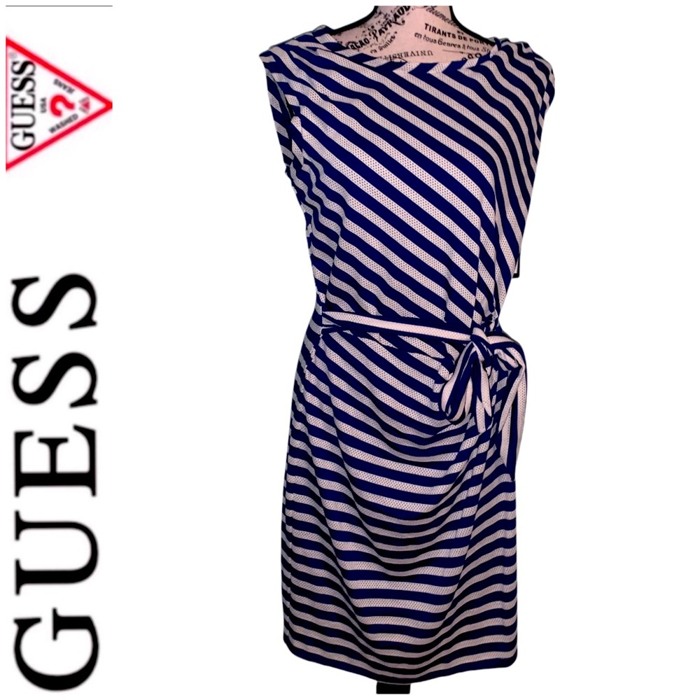 Guess Haley Dress Blue & Ivory Stripes NWT Size 12